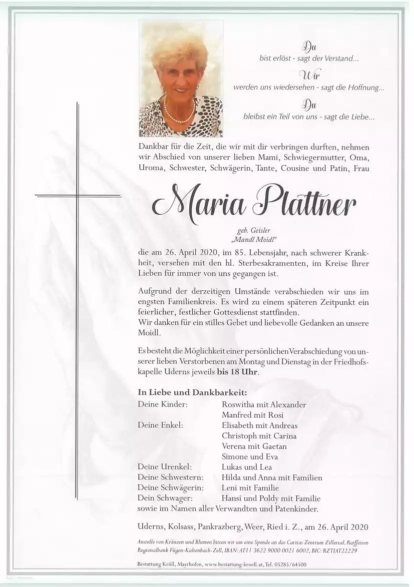 Parte von Maria Plattner